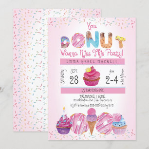 Invitación Donuts de Chicas amables Pasteles Fiesta de cump