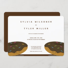 Invitación Donuts de chocolate espolvorea Boda blanco marrón