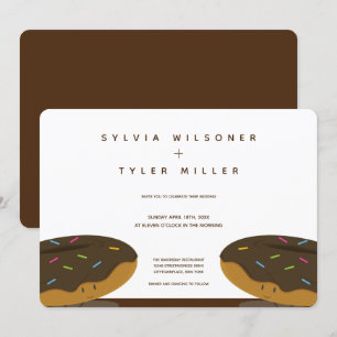 Invitación Donuts de chocolate espolvorea Boda blanco marrón