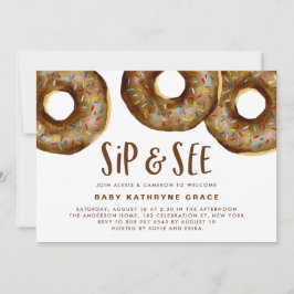 Invitación Donuts de chocolate rompen Sip Baby Shower y ven