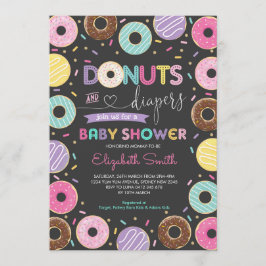 Invitación Donuts & Diapers Doughnut Baby Shower Chalkboard