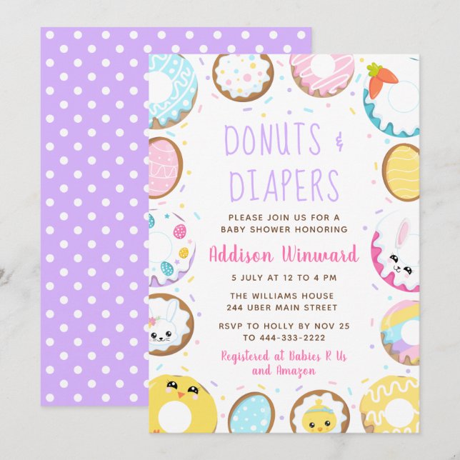 Invitación Donuts Easter Baby Shower (Anverso / Reverso)