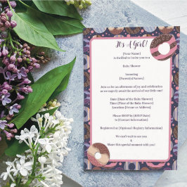 Invitación Donuts Purple Baby Girl Shower