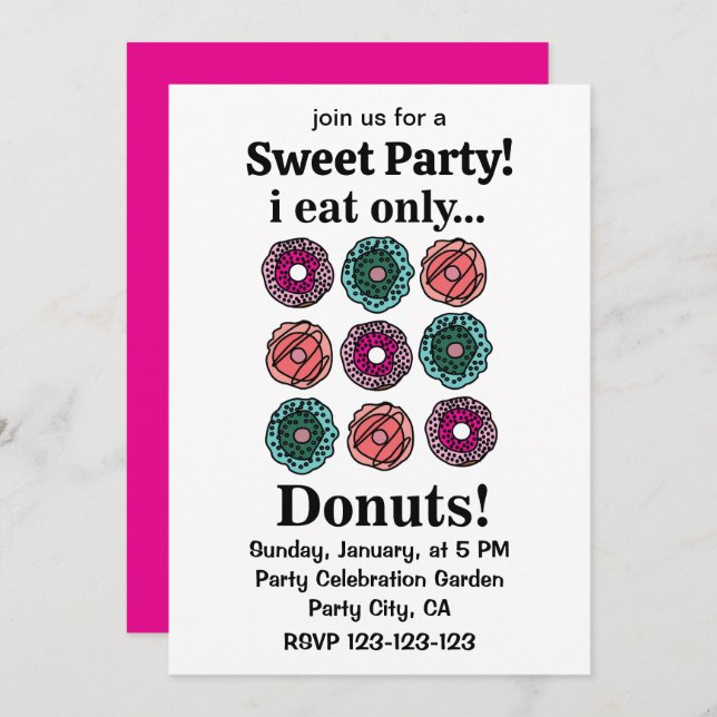 Invitación Donuts que solo como donuts (Anverso / Reverso)