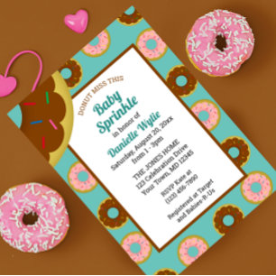 Invitación Donuts rotos Aqua Blue Retro Baby Sprinkle