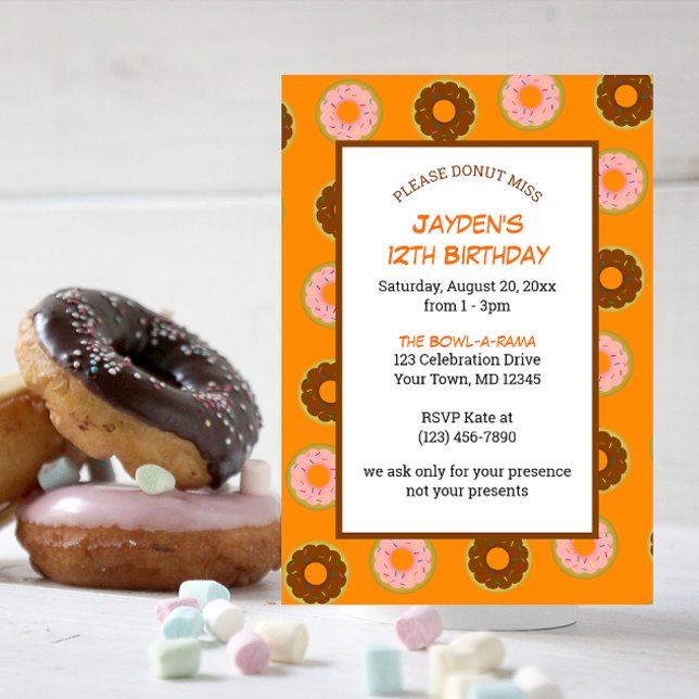 Invitación Donuts rotos Todas Las Ocasiones Naranja Fiesta Pe (Subido por el creador)
