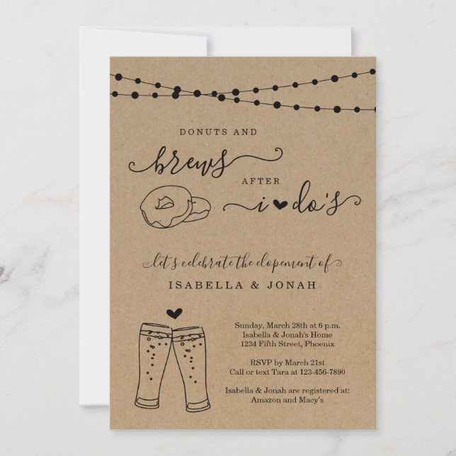 Invitación Donuts y Brew Después De Que Me Hago La Recepción  (Anverso)