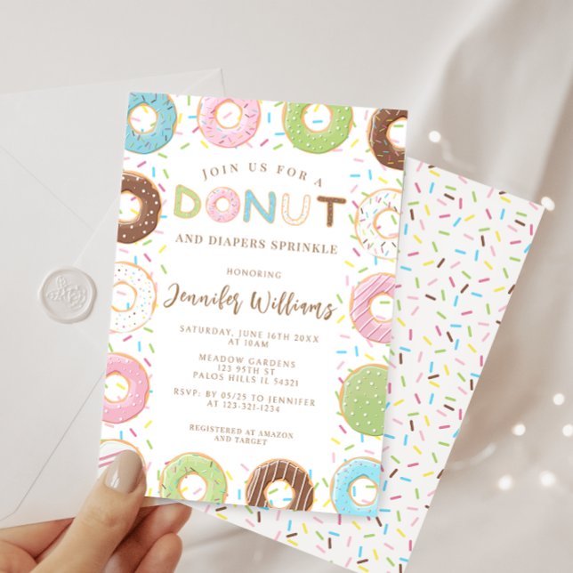 Invitación Donuts Y Diapers Cuidados Ducha Espolvorosa Para B (Subido por el creador)