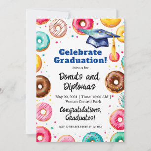 Invitación Donuts y diplomas - Decoración del Partido de Grad