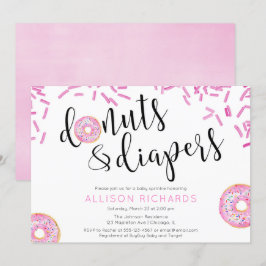 Invitación Donuts y pañales chica rociar bebé