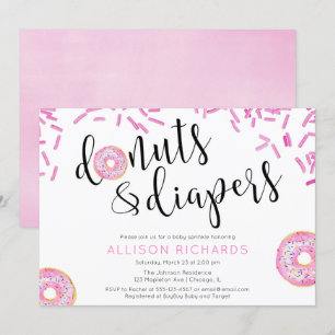 Invitación Donuts y pañales chica rociar bebé