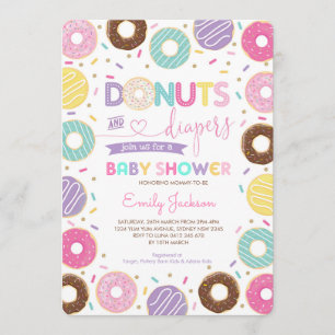 Invitación Donuts y pañales   Rainbow Douglas Baby Shower