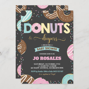 Invitación Donuts y pañuelos bebé ducha nogal