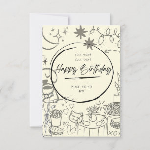 Invitación Doodle Birthday Invitation - Cute & Cozy