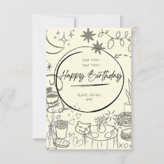 Invitación Doodle Birthday Invitation - Cute & Cozy
