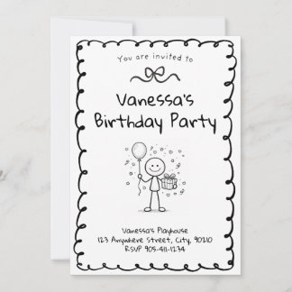 Invitación Doodle Birthday Invitation- Stick Figure Invite