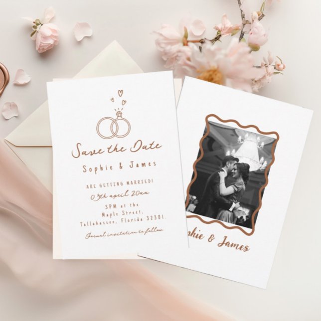 Invitación Doodle Boho foto Boda elegante simple  (Subido por el creador)
