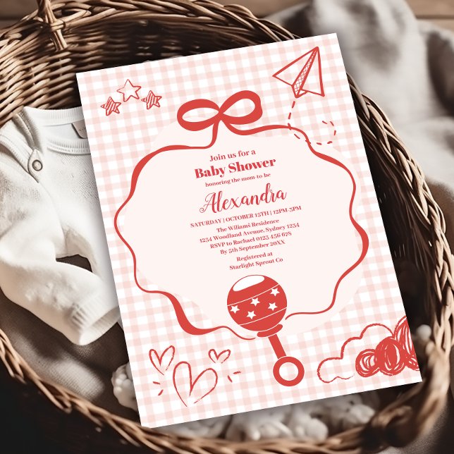 Invitación Doodle Brunch Bow Baby Shower (Subido por el creador)