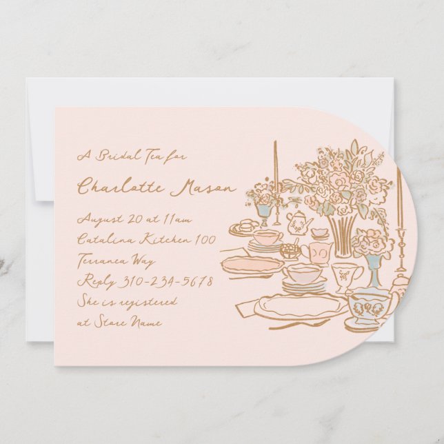 Invitación Doodle caprichoso Tea Fiesta Brillante Ducha (Anverso)