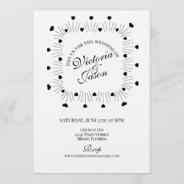 Invitación Doodle Corazones Marco Script Boda