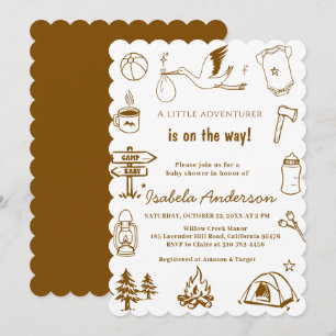Invitación Doodle de Adventure Little Camper niño  baby showe