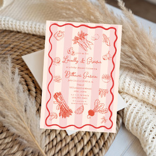 Invitación doodle de Baby Shower de mercado de granjeros loca