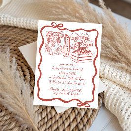 Invitación doodle de Baby Shower de mercado de granjeros loca
