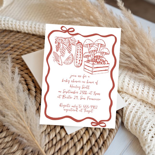 Invitación doodle de Baby Shower de mercado de granjeros loca (Subido por el creador)