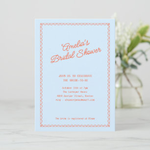 Invitación Doodle de Caqui Azul con Borde de Venera para Desp