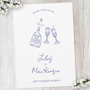 Invitación Doodle de Celebración Moderna de Boda Save the Dat