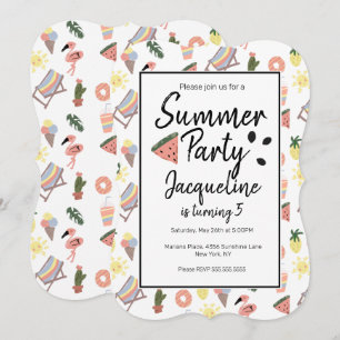 Invitación Doodle de Flamenco de Verano Dibujado a Mano