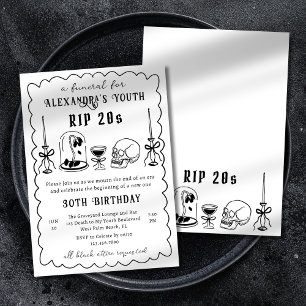 Invitación Doodle de funeral de los 20 Despedida de los veint
