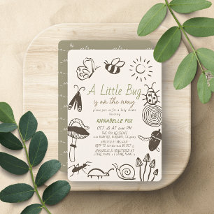 Invitación Doodle de insectos de hongos para baby shower de n