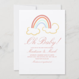 Invitación Doodle de nube de arcoíris lindo Baby Shower Rústi