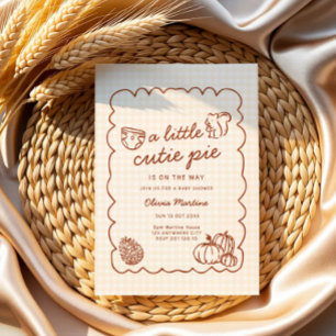 Invitación Doodle de otoño para Baby Shower Little Cutie Pie