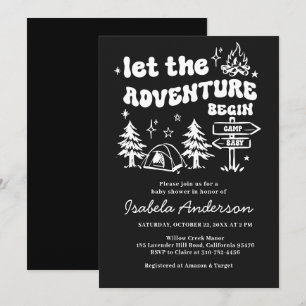 Invitación Doodle del pequeño campista aventura niño shower