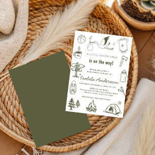 Invitación Doodle del pequeño campista aventura niño shower