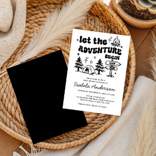 Invitación Doodle del pequeño campista aventura niño shower d