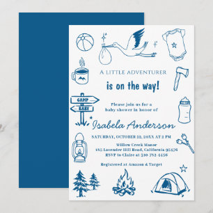 Invitación Doodle del pequeño campista aventurero para baby s