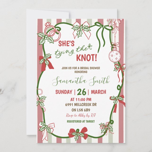 Invitación Doodle Despedida de Soltera Tema Navidad Manuscrit (Anverso)
