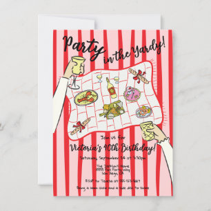 Invitación Doodle dibujado a mano Fiesta de picnic en el Yard