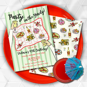 Invitación Doodle dibujado a mano Fiesta de picnic en el Yard