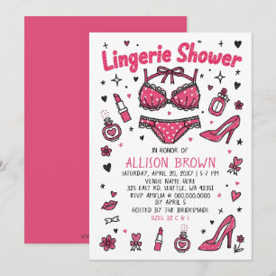 Invitación Doodle Dibujado a Mano Lencería Fiesta de Despedid
