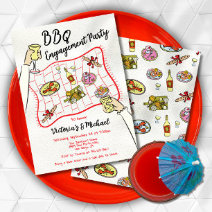 Invitación Doodle dibujado mano Picnic Engagement Party