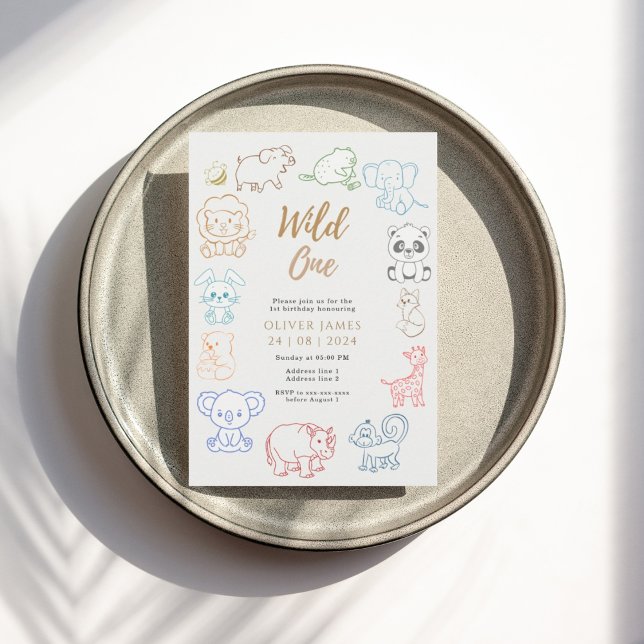 Invitación Doodle Fiesta Animales 1er cumpleaños (Subido por el creador)