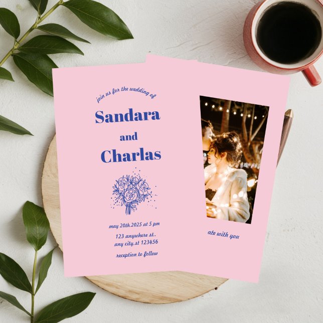 Invitación Doodle Flor manuscrita Boda caprichosa (Subido por el creador)