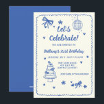 Invitación Doodle Hand dibujar Blue Bow Disco Ball Cumpleaños<br><div class="desc">Doodle Hand dibujó Blue Bow Disco Ball Cualquier Edad Invitación de cumpleaños</div>