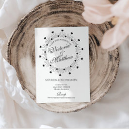 Invitación Doodle Hearts Frame Script Wedding