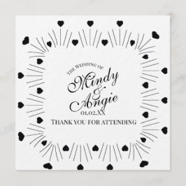 Invitación Doodle Hearts Frame Script Wedding