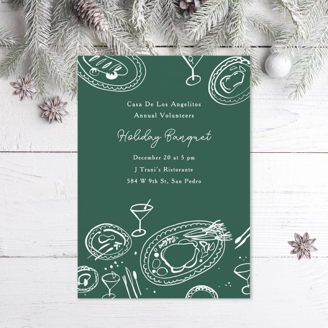 Invitación Doodle Illustrated Banquet Holiday Dinner Party (Subido por el creador)